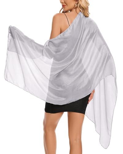 Atxnn Damen Leinen Schal Elegante Leichter Stola Lässig Halstuch für Strand Abendkleid Hochzeit Party Schultertuch Sheer Scarf für Sommer Frühling, HELLGRAU von Atxnn