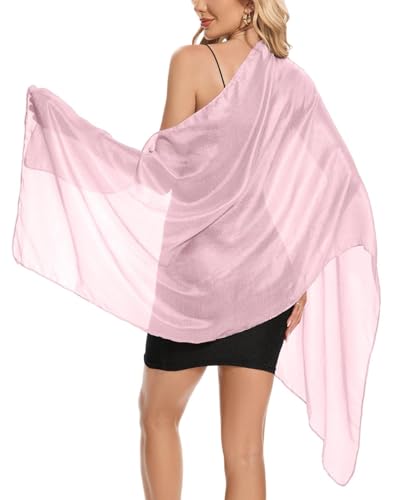Atxnn Damen Leinen Schal Elegante Leichter Stola Lässig Halstuch für Strand Abendkleid Hochzeit Party Schultertuch Sheer Scarf für Sommer Frühling, ROSA von Atxnn