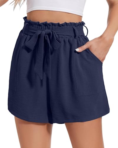 Atxnn Damen Shorts Sommer Sport Lässige Kurze Hose Elastischer Bund Leinen Running Gym Fitness Short Kurz Sporthose Jogginghose mit Taschen von Atxnn