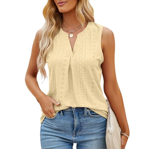 Atxnn Damen Tank Top Sommer Casual Trägershirt Ärmellose Shirts Basic Blusen V-Ausschnitt Oberteile Lässige Weste Kühl bequem und atmungsaktiv von Atxnn