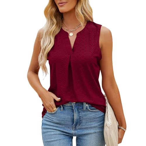 Atxnn Damen Tank Top Sommer Casual Trägershirt Ärmellose Shirts Basic Blusen V-Ausschnitt Oberteile Lässige Weste Kühl bequem und atmungsaktiv von Atxnn