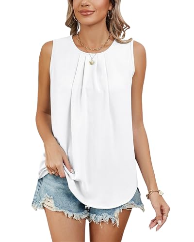 Atxnn Tank Top Damen Sommer Chiffon Cami Elegant Ärmellose Tops Rundhals Camisole Blusentop Casual Tank Bluse Shirt von Atxnn