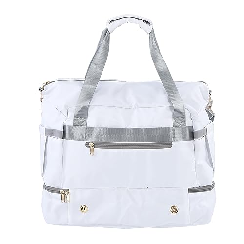 Weekender-Tasche, Damen-Sporttasche, Großes Fassungsvermögen, Wasserdicht, mit Untertasche für Yoga (Weiss) von Atyhao