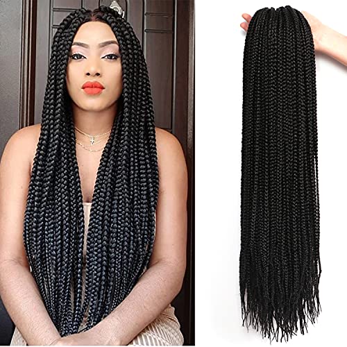 7 Bündel/Stück 55,9 cm gehäkeltes Flechthaar, gehäkelte Zöpfe, Haarextensions, Butterfly Dreadlocks, Häkelhaar, Flechthaar, gehäkelte Zöpfe, Extensions für schwarze Frauen (55,9 cm #1B) von AuHeiAmeri