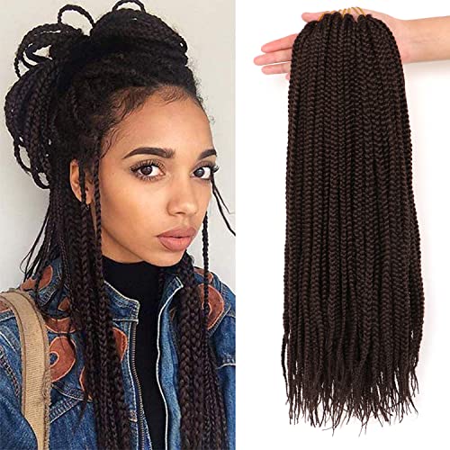 AuHeiAmeri 7 Packungen/Lot 35,6 cm Box Braids Crochet Hair Extensions Pre Loop Crochet Hair Crochet Braids Box Braid Crochet Hair Crochet Braids Hair for Black Women (#4, 35,6 cm (7 Stück) von AuHeiAmeri