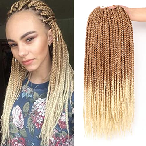 AuHeiAmeri 7 Packungen/Lot 45,7 cm Box Braids Häkelhaar-Extensions für schwarze Frauen (#27/613, 45,7 cm) (7 Stück) von AuHeiAmeri