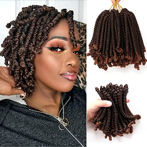 Spring Twist Crochet Braids – Passion Twist Haarverlängerungen – lockiges Ende Kinder Häkelhaar für schwarze Frauen (20,3 cm, 8 Stück, #1B/30) von AuHeiAmeri