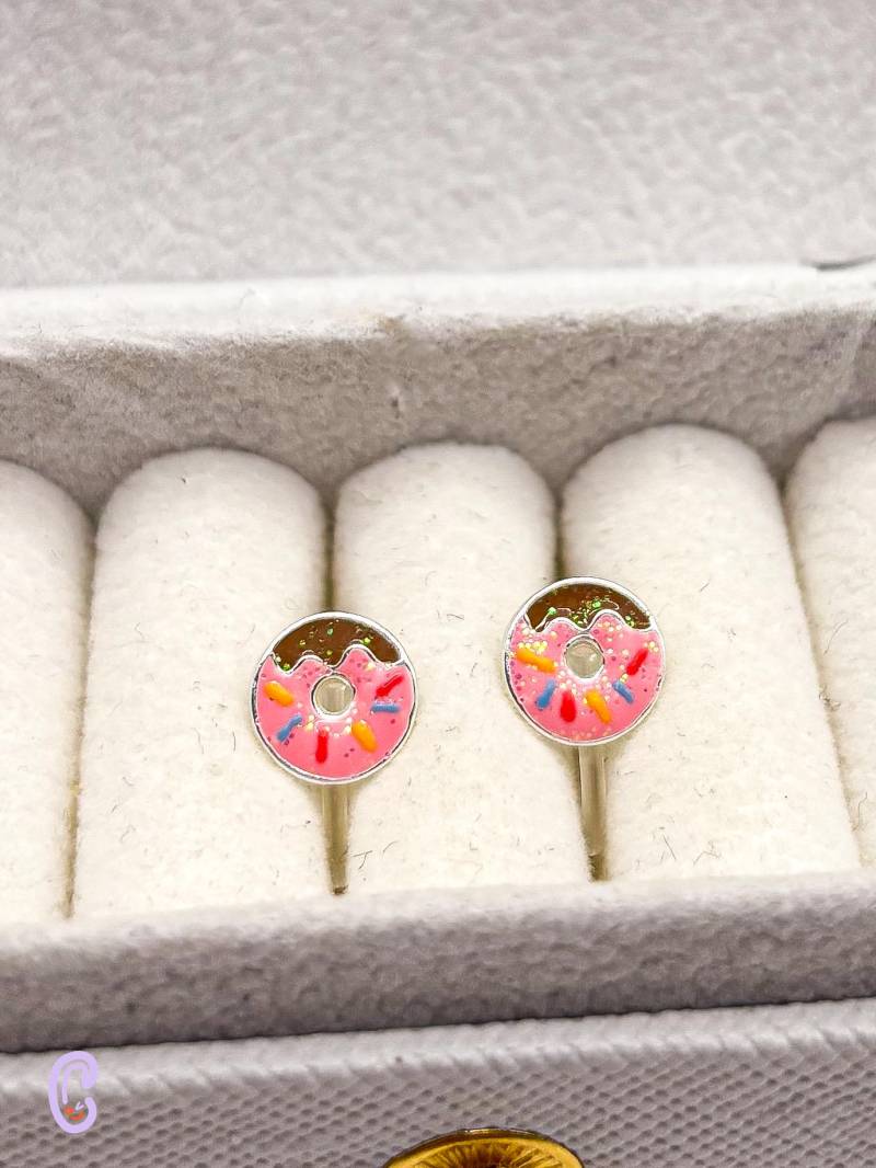 Donut Ohrclips Kinder, 925 Silber Ohne Ohrlöcher, Erste Ohrringe, Ohrringe Ohrlöcher, Schmerzfreie Ohrringe, Geschenke Für Kinder von AuMiClipz
