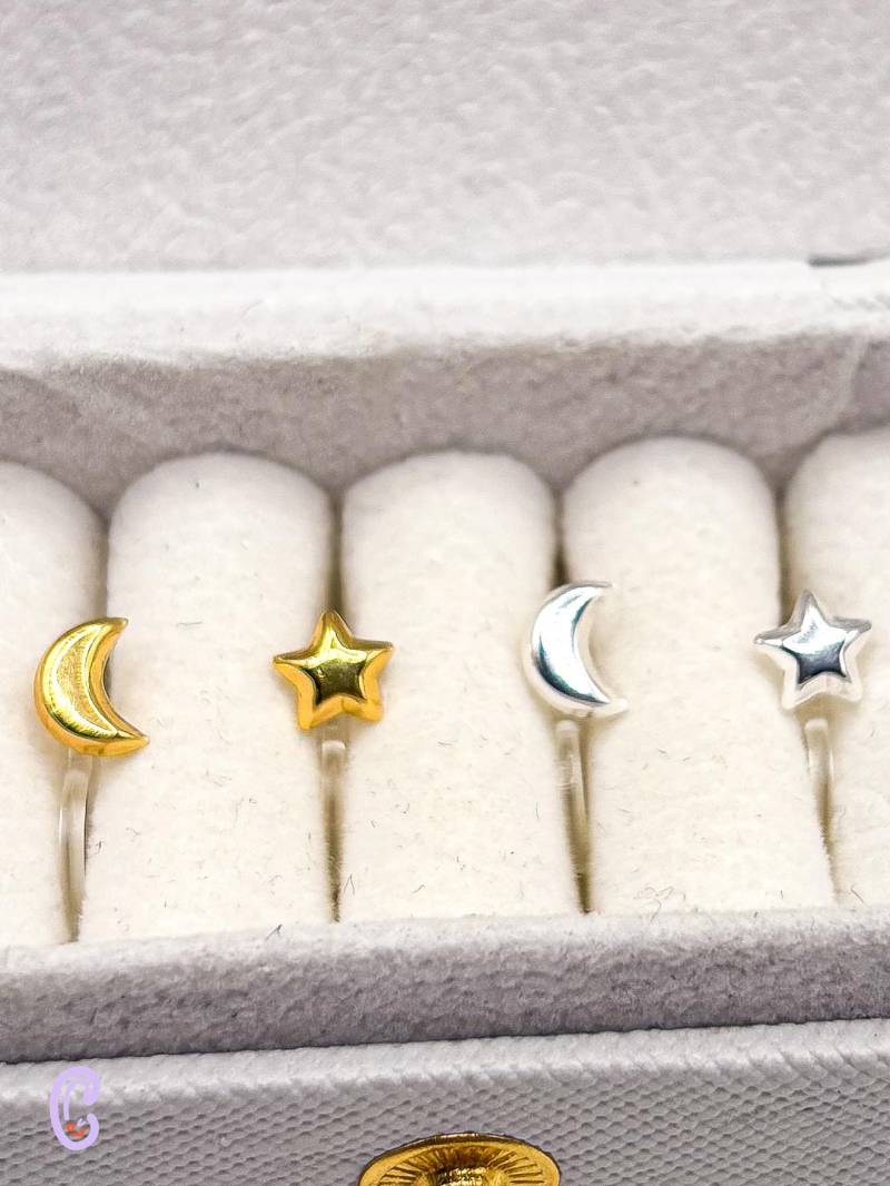 Mond Ohrclips Kinder, Stern Kinder, 925 Silber Ohne Ohrlöcher, Schmerzfreie Ohrringe, Gold Schmuck, Geschenke Für Kinder von AuMiClipz
