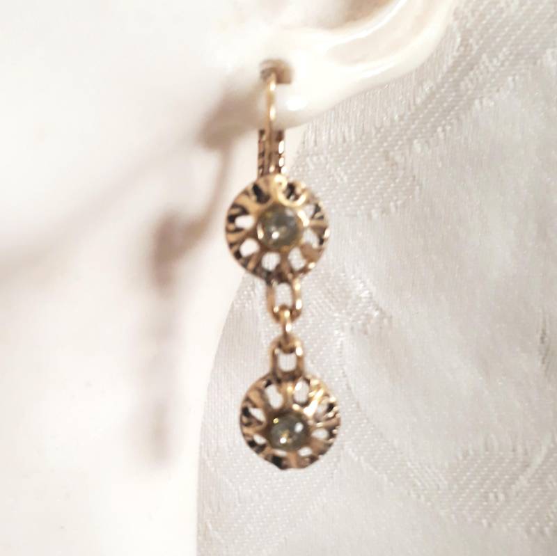 Arlésienne Doppel-Chaton-Kristall-Ohrringe Versilbert Oder Vergoldet von AuPaysDeFany