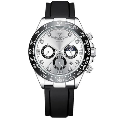 AuRiver Herren Quarzwerk Business Uhr - Silikonband Wasserdichte Armbanduhr Mit Datum Und Leuchtende (Weiß) von AuRiver