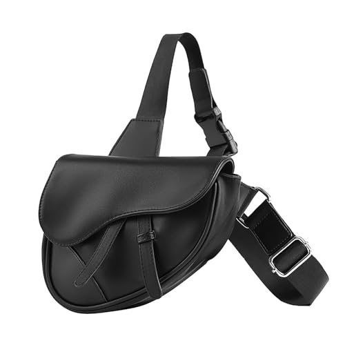 Ausion Gürteltasche aus Leder für Damen und Herren, Hüfttasche für Wandern, Laufen, Reisen, mehrere Taschen, stabile Reißverschlüsse, Unisex, Triangle Schwarz, Einheitsgröße von AuSion