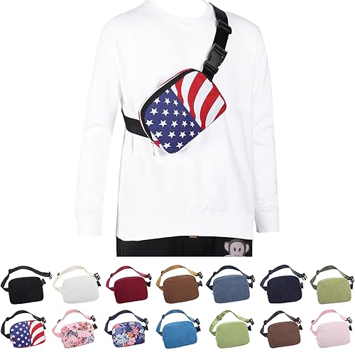 Crossbody Gürteltaschen für Damen und Herren, niedliche Cord-Fanny-Packs, Mini-Hüfttasche, passend für Übergröße, Unisex, Cord, USA-Flagge, Modern von AuSion