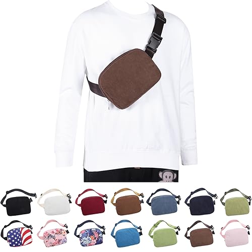 Crossbody Gürteltaschen für Damen und Herren, niedliche Cord-Fanny-Packs, Mini-Hüfttasche, passend für Übergröße, Unisex, Cord-Kaffee, Modern von AuSion