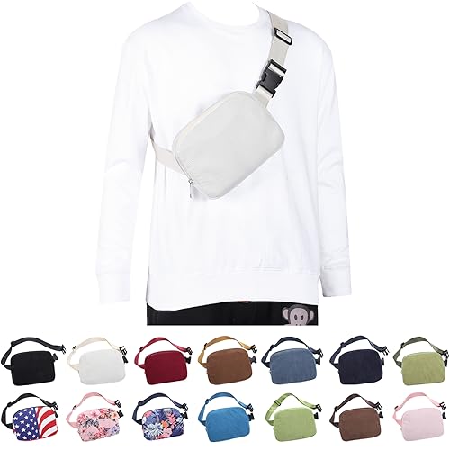 Crossbody Gürteltaschen für Damen und Herren, niedliche Cord-Fanny-Packs, Mini-Hüfttasche, passend für Übergröße, Unisex, Cord Off White, Modern von AuSion