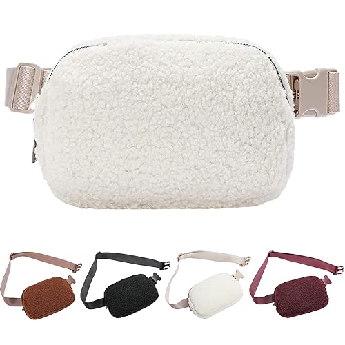 Crossbody Gürteltaschen für Damen und Herren, niedliche Cord-Fanny-Packs, Mini-Hüfttasche, passend für Übergröße, Unisex, Fleece Beige, Einheitsgröße, Modern von AuSion