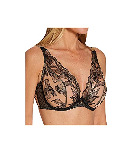 Aubade Damen Fleur De Tattoo Plunge Bra, Encre Noire, 75B EU von Aubade