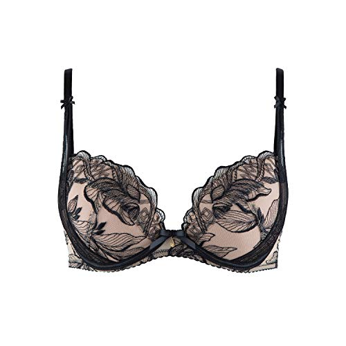 Aubade Damen Fleur De Tattoo Push Up Bra, Encre Noire, 75D EU von Aubade