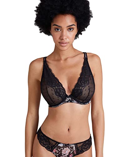 Aubade Magic Garden, Triangel Bügel BH, Sexy Lingerie für Damen, Perfekter Halt, Tiefes Dekolleté, Farbe: Schwarze Pfingstrose von Aubade