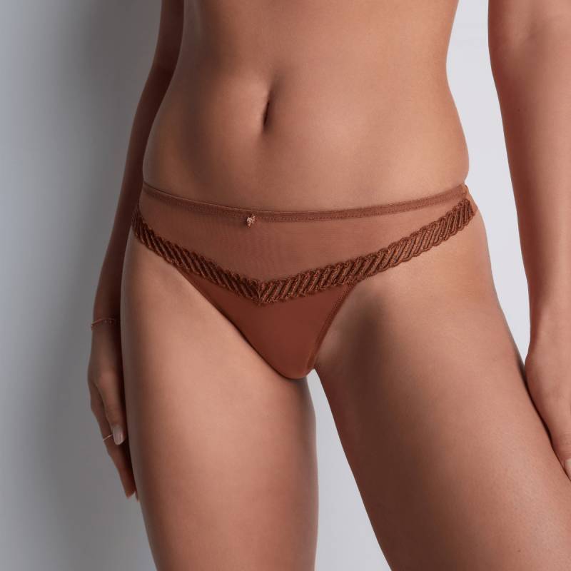 Aubade Sheer Emotion tanga Slip, Braun, Größe: 38, Damen von Aubade