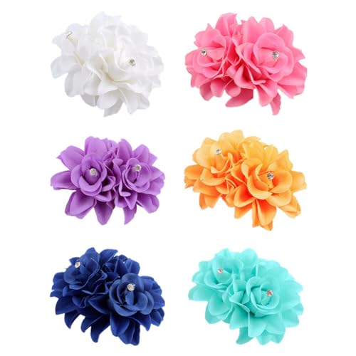 Aublinto Damen Vintage Blumen Haarnadel Braut haarschmuck rosa blumen Brauthaar Haarschmuck Blumen Röschen Haarklammer Klein Damen für DIY Verschiedene 6 STK von Aublinto