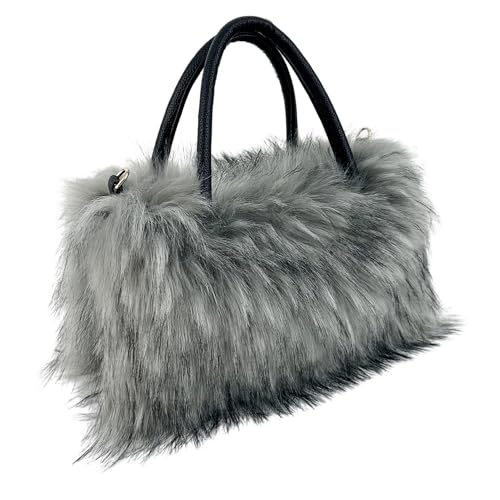 Aublinto Handtasche kunstfell umweltfreundliche Plüschtasche Damen Tasche Kunstpelz Umhängetasche Fuzzy Geldbörse Eimer Tasche Handtasche flauschige Geldbörse zum Einkaufen Arbeiten im Freien von Aublinto