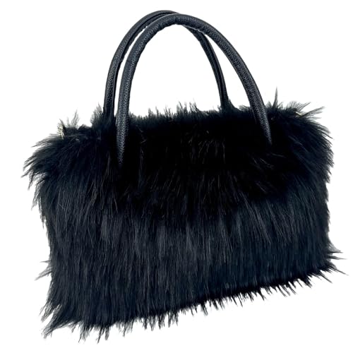 Aublinto Handtasche kunstfell umweltfreundliche Plüschtasche Damen Tasche Kunstpelz Umhängetasche Fuzzy Geldbörse Eimer Tasche Handtasche flauschige Geldbörse zum Einkaufen Arbeiten im Freien von Aublinto