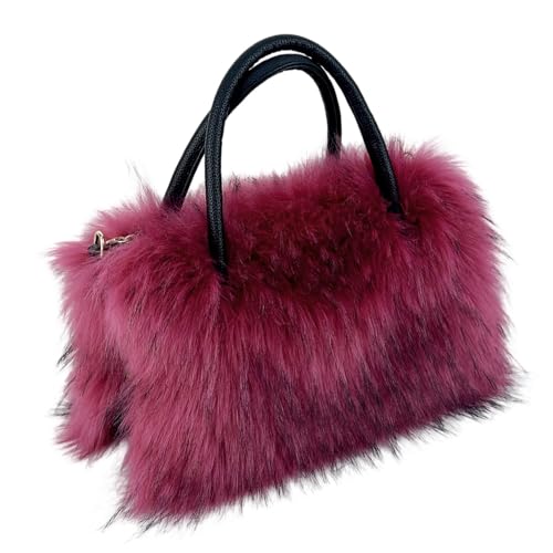 Aublinto Handtasche kunstfell umweltfreundliche Plüschtasche Damen Tasche Kunstpelz Umhängetasche Fuzzy Geldbörse Eimer Tasche Handtasche flauschige Geldbörse zum Einkaufen Arbeiten im Freien von Aublinto