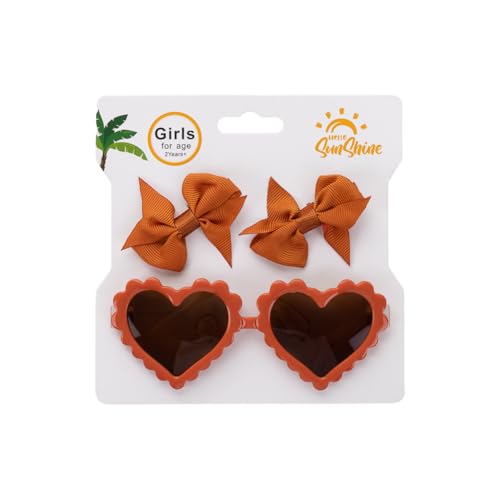 Aublinto Kinder baby 3er-Set Kinder-Sonnenbrillen und Haarspangen Set mit herzförmigen UV-Schutz Sonnenbrillen und Schleife Haarspangen für 3–5 Jahre alt Typ 3 von Aublinto