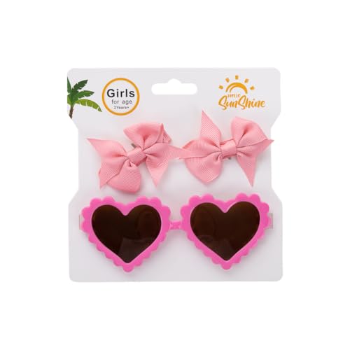 Aublinto Kinder baby 3er-Set Kinder-Sonnenbrillen und Haarspangen Set mit herzförmigen UV-Schutz Sonnenbrillen und Schleife Haarspangen für 3–5 Jahre alt Typ 4 von Aublinto