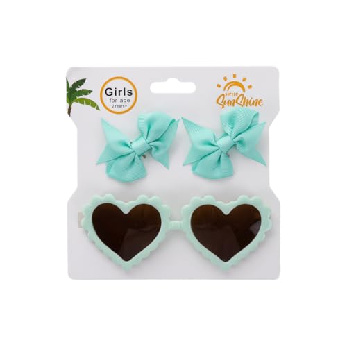 Aublinto Kinder baby 3er-Set Kinder-Sonnenbrillen und Haarspangen Set mit herzförmigen UV-Schutz Sonnenbrillen und Schleife Haarspangen für 3–5 Jahre alt Typ 8 von Aublinto