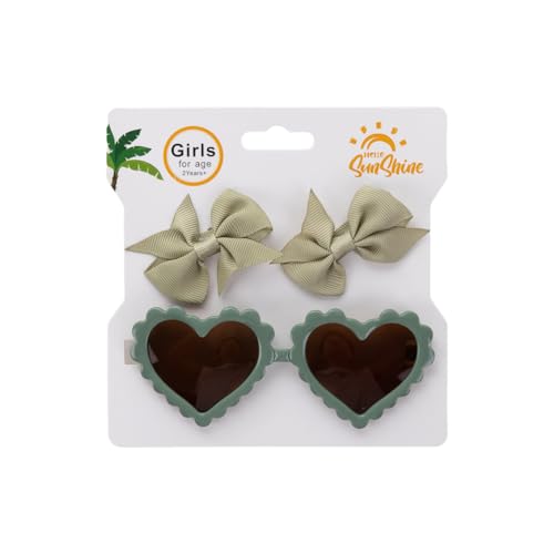 Aublinto Kinder baby 3er-Set Kinder-Sonnenbrillen und Haarspangen Set mit herzförmigen UV-Schutz Sonnenbrillen und Schleife Haarspangen für 3–5 Jahre alt Typ 9 von Aublinto