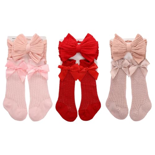 Aublinto Kinder baby säuglingssocken Haarbänder und Socken Bein-und Sockenschützer Bodensocken Baumwollsocken Cartoon Dünn Atmungsaktiv Mode Socken Baby Geschenkset Babysocken Gittergewebe von Aublinto