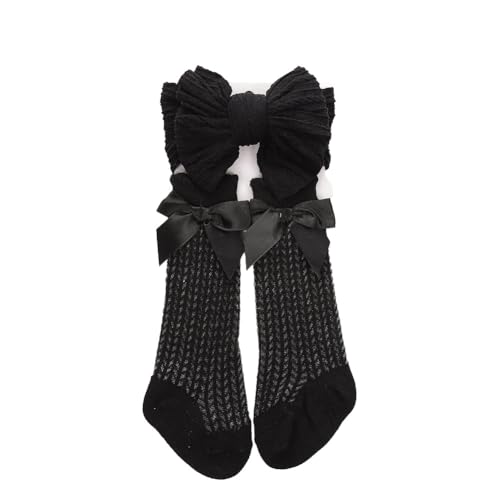 Aublinto Kinder baby säuglingssocken Haarbänder und Socken Bein-und Sockenschützer Bodensocken Baumwollsocken Cartoon Dünn Atmungsaktiv Mode Socken Baby Geschenkset Babysocken Gittergewebe von Aublinto