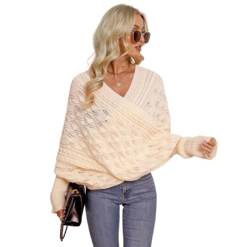 Aublinto Pullover Schal Gestrickter Zopfmusterschal Schal mit Ärmeln für Frauen gestrickter Zopfmuster-umhang Bolero Damen Multifunktionaler Schal Pullover mit Ärmel Lange Wraps Schals Winter Herbst von Aublinto