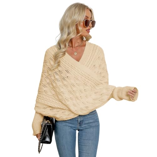 Aublinto Pullover Schal Gestrickter Zopfmusterschal Schal mit Ärmeln für Frauen gestrickter Zopfmuster-umhang Bolero Damen Multifunktionaler Schal Pullover mit Ärmel Lange Wraps Schals Winter Herbst von Aublinto