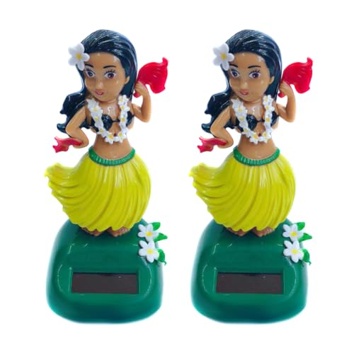 Aublinto Tanzende Solarfigur Hula Girl Solar Wackel Figur Hawaii Mädchen Figur Auto-Armaturenbrett Ornamente Puppe Auto Schwingenden Kopfschütteln Spielzeug Dekor Für Die Fensterbank Büro Schreibtisch von Aublinto