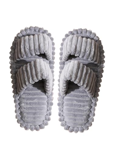 Aublinto baumwollschuhe Cord-Hausschuhe für Damen Winter Warme Hausschuhe Memory Foam Plüsch Pantoffeln offene Zehenpartie Hauspantoffeln Slides den Winter Zuhause flauschige Pantoffeln von Aublinto