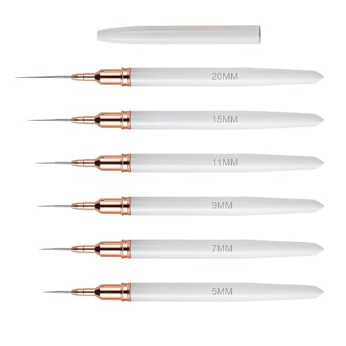 Nagel Pinsel Nail Art Liner Pinsel Set-Nagelgel Nagellack Malpinsel Stift,Farbgriff Nagelliner Pinsel,Professionelles Nageldesign Pinsel Set Größe 5/7/9/11/15/20mm Nagel Nail Art Pinsel Dünn Set von Aublinto