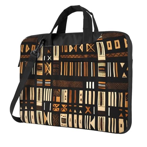 Afrikanischer Schlammstoff, Tribal-Druck, leicht, vielseitig, Büro-Arbeitstasche, stilvolle und funktionale Laptoptasche, für Damen und Herren, Schwarz , 14 inch Afrikanischer Schlammstoff, Tribal-Druck, leicht, vielseitig, Büro-Arbeitstasche, stilvolle und funktionale Laptoptasche, für Damen und Herren, Schwarz , 14 inch von Aubnva