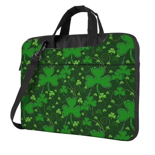 Aubnva Background St. Patrick's Day Glitzer-Druck, leicht, vielseitig, Büro-Arbeitstasche, stilvolle und funktionale Laptop-Tasche, für Damen und Herren, Schwarz , 13 inch von Aubnva