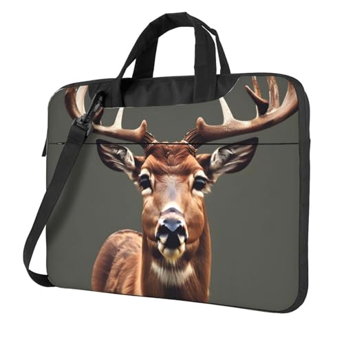 Aubnva Beauty Deer Print Leichte vielseitige Büro-Arbeitstasche Stilvolle und funktionale Laptoptasche Damen Herren, Schwarz , 15.6 inch von Aubnva