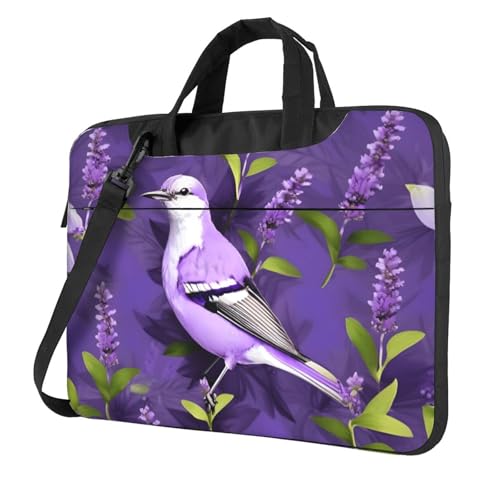 Aubnva Bird in Purple Lavender Floral Flowers Print Lightweight Versatile Office Work Bag Stylish And Functional Laptop Bag Women Men, Schwarz , 13 inch von Aubnva
