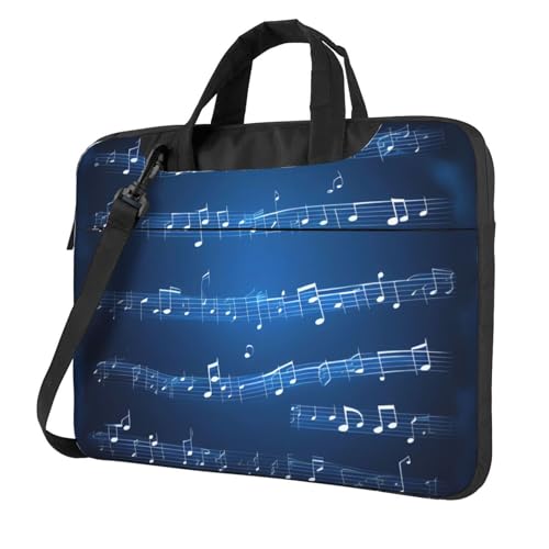 Aubnva Blaue Tasche mit Musiknoten-Druck, leicht, vielseitig, Büro, Arbeit, stilvolle und funktionale Laptop-Tasche, für Damen und Herren, Schwarz , 15.6 inch von Aubnva