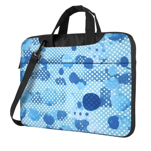 Aubnva Blaue Tasche mit Punktemuster, leicht, vielseitig, Büro, Arbeit, stilvolle und funktionale Laptoptasche, für Damen und Herren, Schwarz , 14 inch von Aubnva