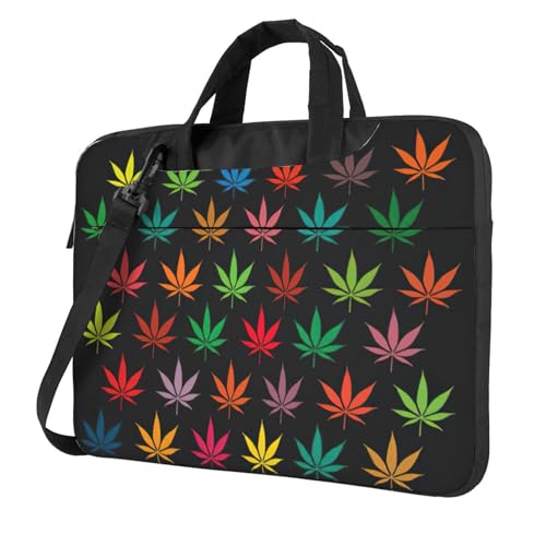 Aubnva Bunte Cannabisblätter-Druck, leicht, vielseitig, Büro-Arbeitstasche, stilvolle und funktionale Laptop-Tasche, für Damen und Herren, Schwarz , 13 inch Aubnva Bunte Cannabisblätter-Druck, leicht, vielseitig, Büro-Arbeitstasche, stilvolle und funktionale Laptop-Tasche, für Damen und Herren, Schwarz , 13 inch von Aubnva