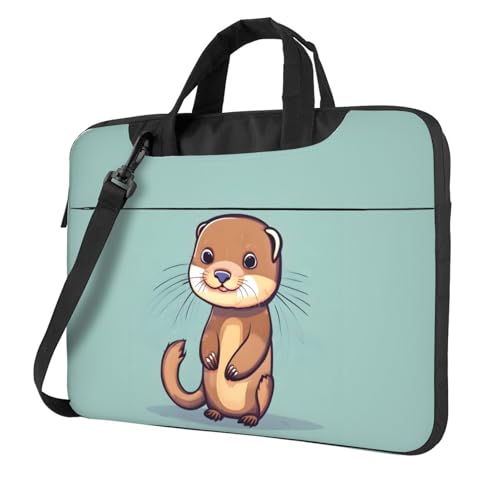 Aubnva Cartoon Cute Otters Print Lightweight Versatile Office Work Bag Stylish And Functional Laptop Bag Women Men, Schwarz , 15.6 inch von Aubnva