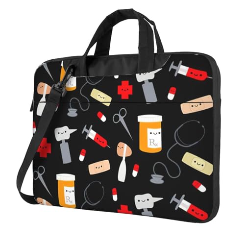 Aubnva Cartoon-Medizin-Druck, leicht, vielseitig, Büro-Arbeitstasche, stilvolle und funktionale Laptop-Tasche, für Damen und Herren, Schwarz , 14 inch Aubnva Cartoon-Medizin-Druck, leicht, vielseitig, Büro-Arbeitstasche, stilvolle und funktionale Laptop-Tasche, für Damen und Herren, Schwarz , 14 inch von Aubnva