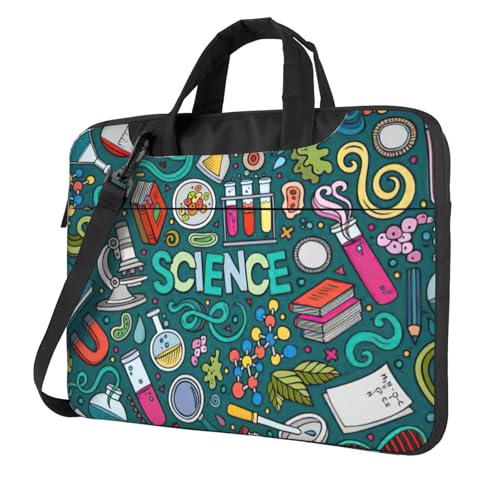 Aubnva Cartoon-Science-Themen-Druck, leicht, vielseitig, Büro, Arbeit, stilvolle und funktionale Laptop-Tasche, für Damen und Herren, Schwarz , 15.6 inch Aubnva Cartoon-Science-Themen-Druck, leicht, vielseitig, Büro, Arbeit, stilvolle und funktionale Laptop-Tasche, für Damen und Herren, Schwarz , 15.6 inch von Aubnva