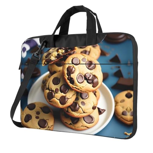 Aubnva Cookies Food Schokoladenstückchen Kekse Druck leichte vielseitige Büro Arbeit Tasche Stilvolle und funktionale Laptoptasche Damen Herren, Schwarz , 14 inch von Aubnva